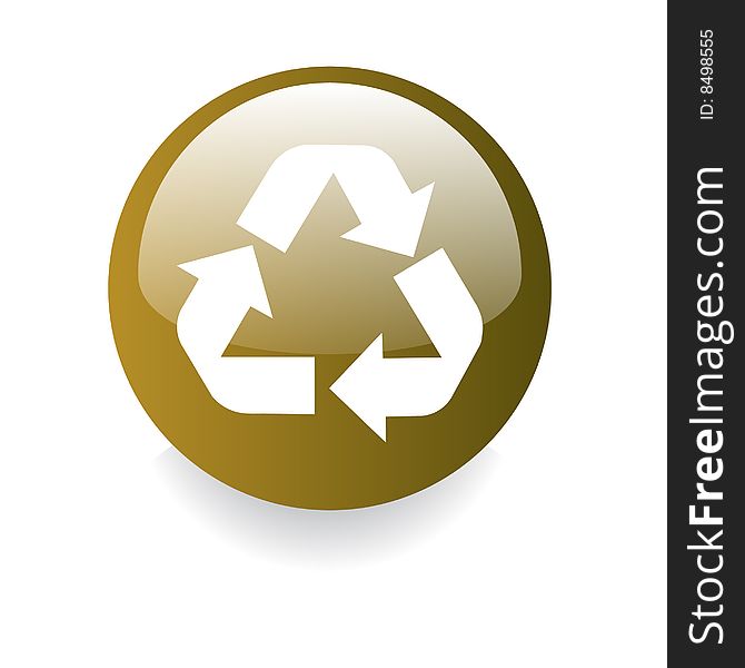 Environmental gradient button with recycling icon isolated on white. Environmental gradient button with recycling icon isolated on white