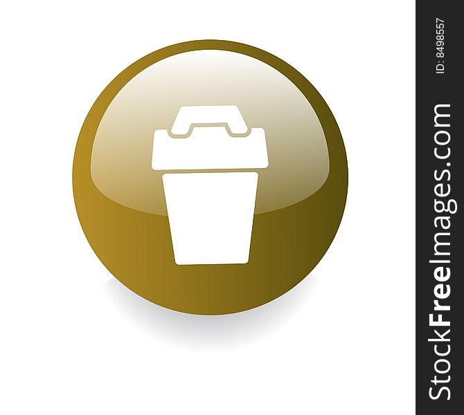 Environmental gradient button with trash can icon isolated on white. Environmental gradient button with trash can icon isolated on white