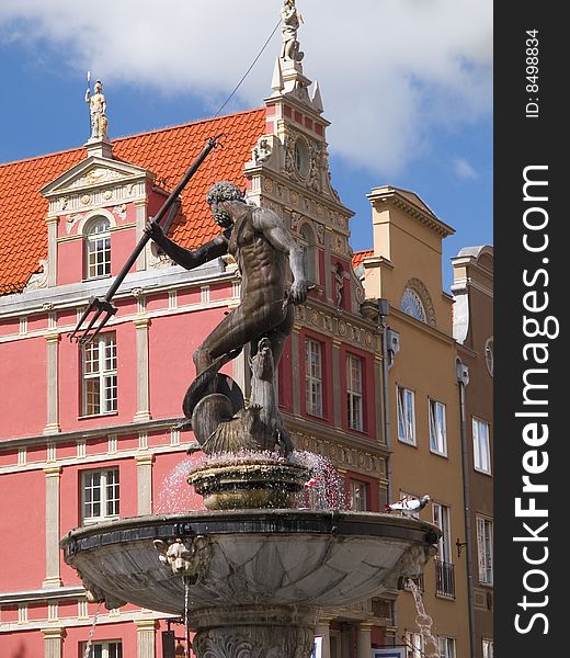Photo featuring Neptune monument in city center in Gdansk