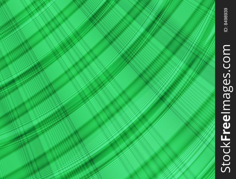Green Abstract Plaid Background with Lines and Curves