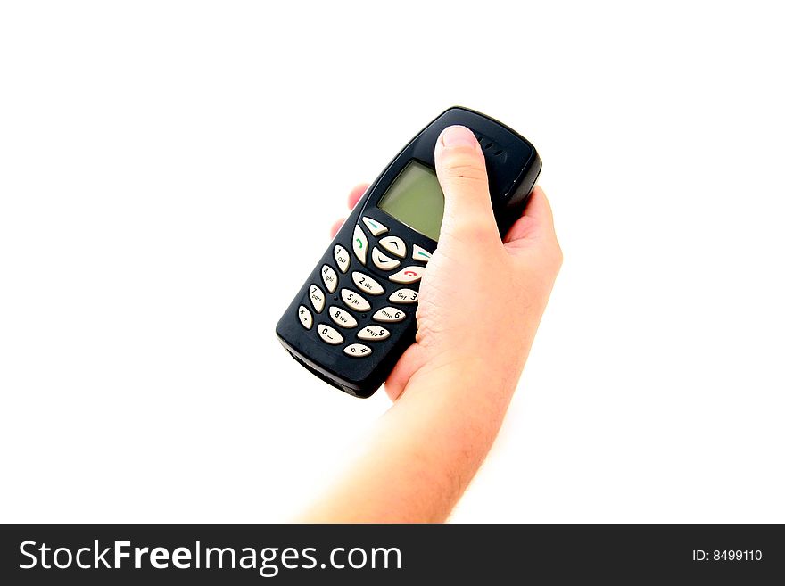 Child holding cell phone in hand