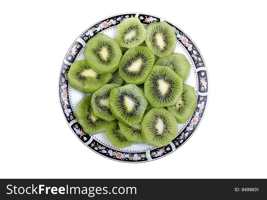 Sliced Kiwi On Plate.