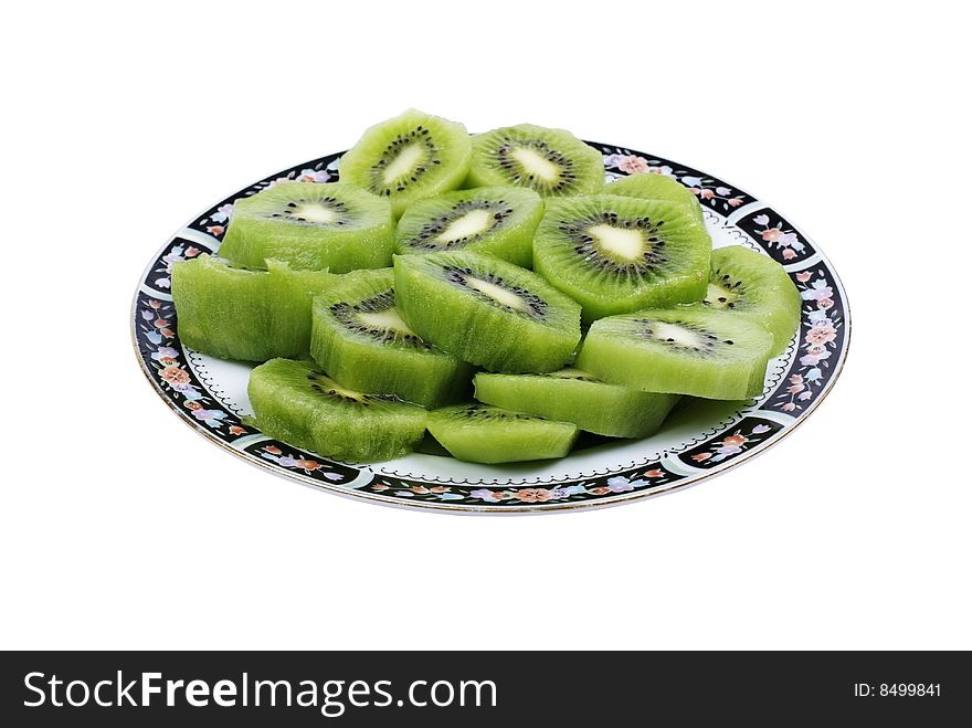 Sliced Kiwi On Plate.