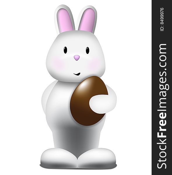 Cute bunny and chocolate easter egg on a whiter background. Cute bunny and chocolate easter egg on a whiter background