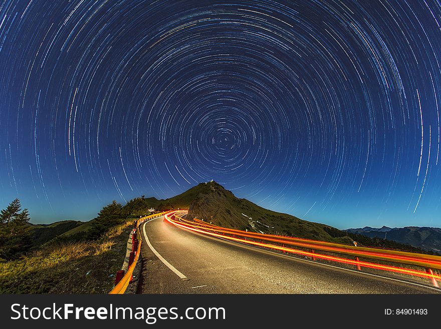 Time Lapse Of Stars And Street