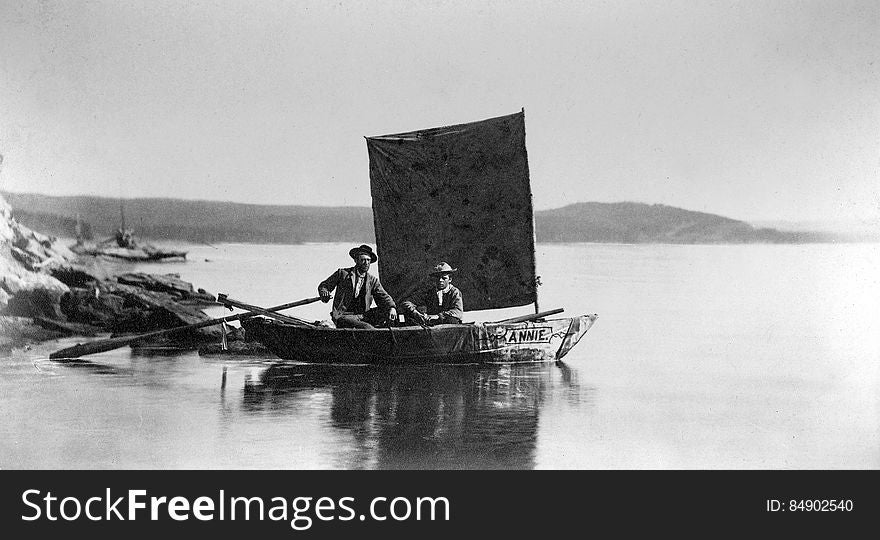 The Annie is, reportedly, the first boat ever launched on Yellowstone Lake on June 29, 1871 in Yellowstone National Park. Photo by William Henry Jackson. The Annie is, reportedly, the first boat ever launched on Yellowstone Lake on June 29, 1871 in Yellowstone National Park. Photo by William Henry Jackson.