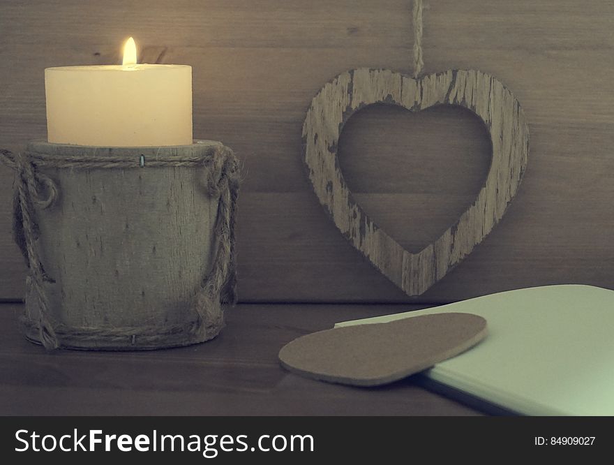Gray Wooden Candle Holder