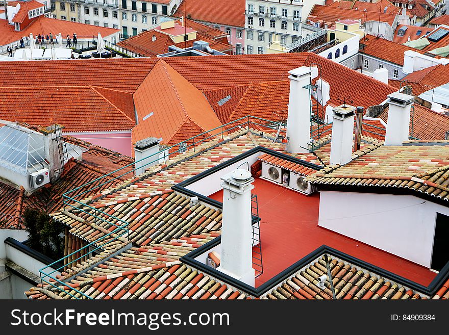 Bird&#x27;s Eye View of Orange Roofs Houses