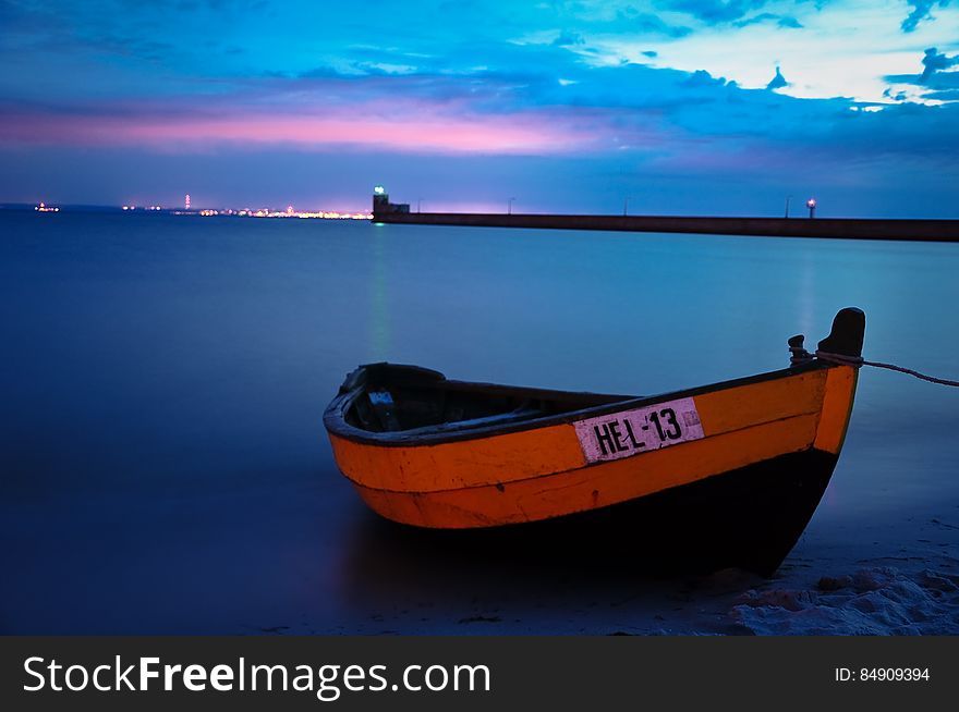 Fishing Boat In Hel By Night, Poland