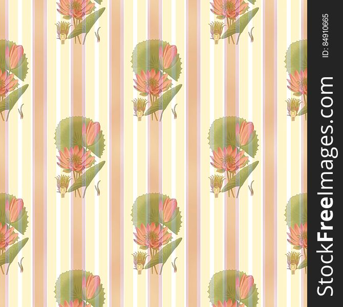 Lotus-Flower-And-Stripes-Pattern