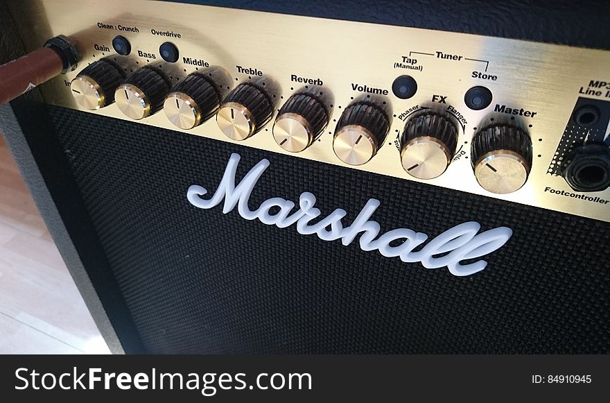 Black and Silver Marshall Guitar Amplifier