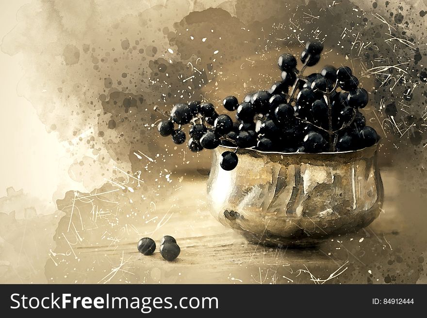 A bowl with berries with a vintage filter. A bowl with berries with a vintage filter.