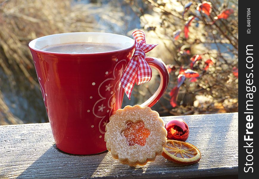 Cup Of Coffee With Christmas Biscuits