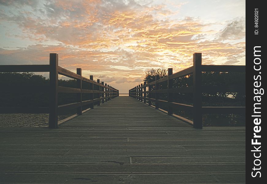 Wood Pier Over Lake