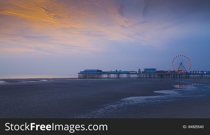 Here is an 4K hdr photograph take of a sunset overlooking Blackpool Central Pier. Located in Blackpool, Lancashire, England, UK. Here is an 4K hdr photograph take of a sunset overlooking Blackpool Central Pier. Located in Blackpool, Lancashire, England, UK.