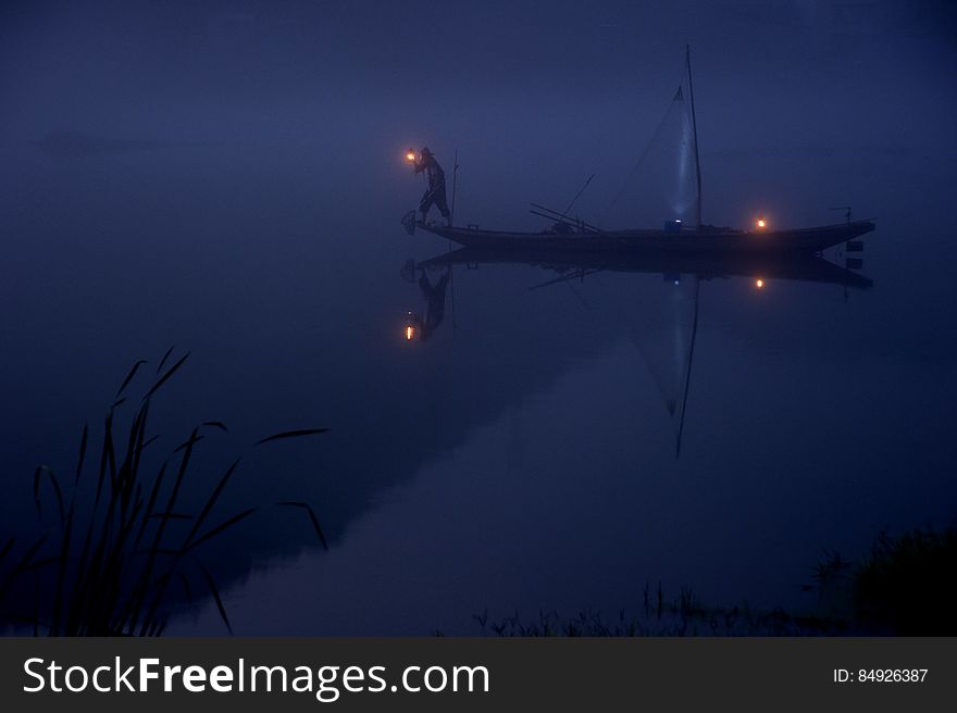 Long-Tail Boat at Night