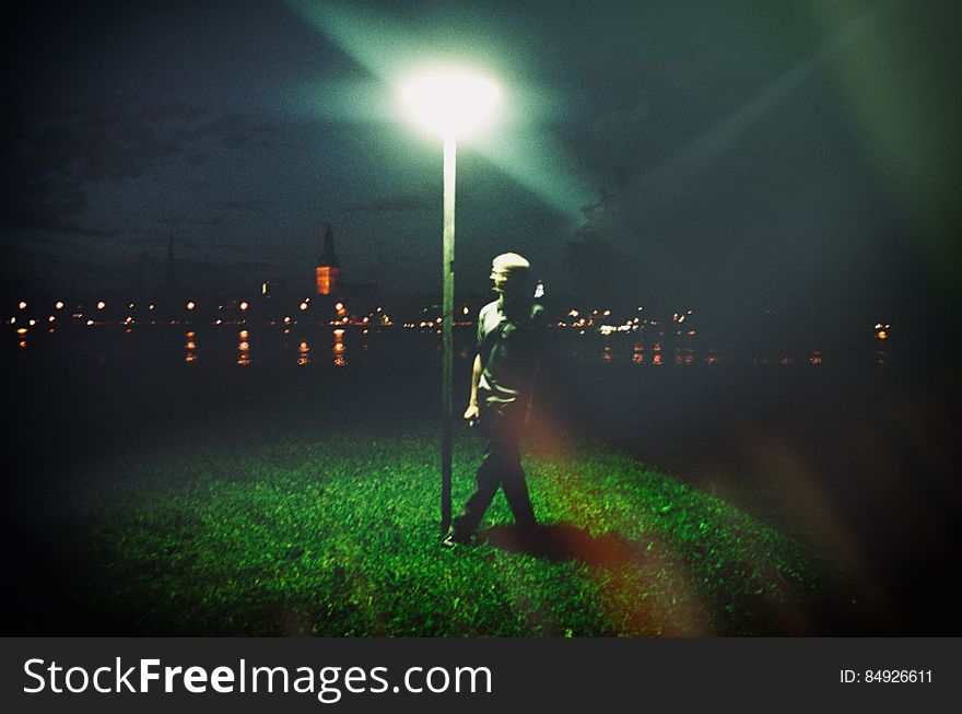 Night, street, lamp