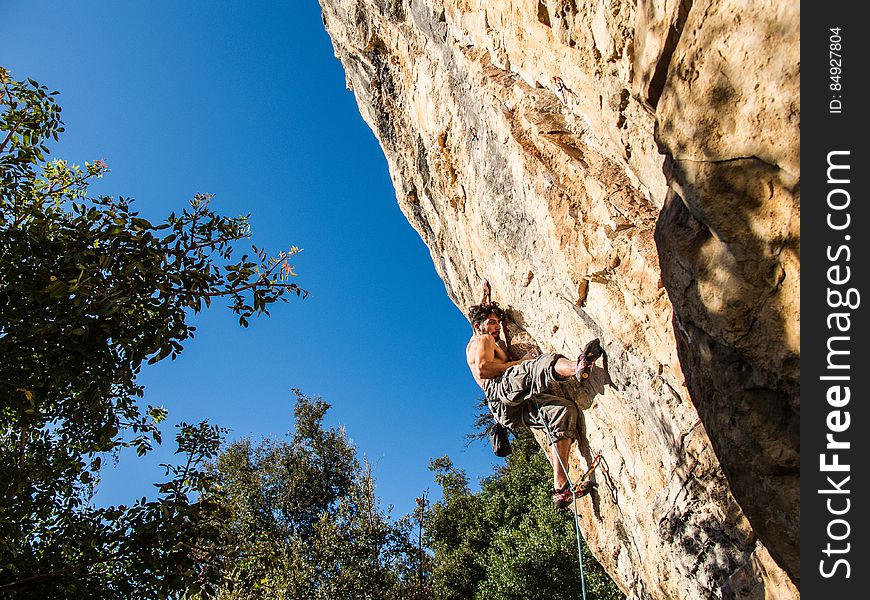 Male Rock Climbing