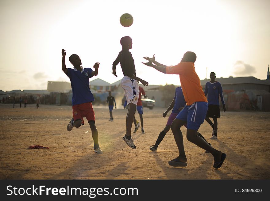 Children play football next to an IDP camp in Mogadishu, Somalia, on August 19. Illegal under al Shabab, football has made a huge comeback in Somalia, with Mogadishu&#x27;s streets literally filling up with children each afternoon as they come out to play the game. AU UN IST PHOTO / TOBIN JONES. Children play football next to an IDP camp in Mogadishu, Somalia, on August 19. Illegal under al Shabab, football has made a huge comeback in Somalia, with Mogadishu&#x27;s streets literally filling up with children each afternoon as they come out to play the game. AU UN IST PHOTO / TOBIN JONES.