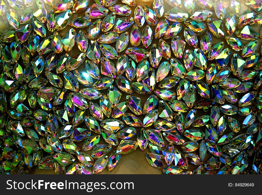 multicolored faceted crystals
