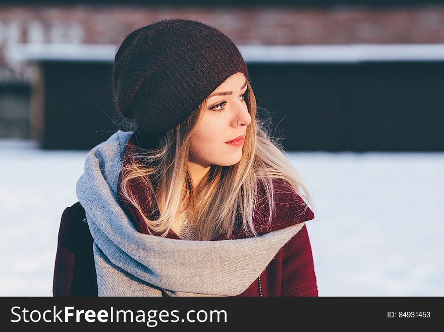 Young woman in beanie hat