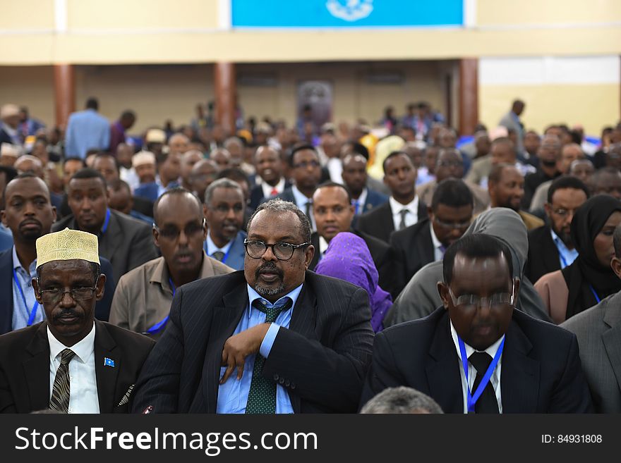 Newly elected members of parliament of the Somali federal government attend their inauguration ceremony in Mogadishu on December 27, 2016. AMISOM Photo / Ilyas Ahmed. Newly elected members of parliament of the Somali federal government attend their inauguration ceremony in Mogadishu on December 27, 2016. AMISOM Photo / Ilyas Ahmed