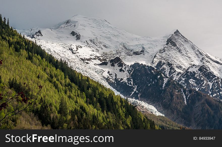 The Bossons Glacier, Dôme du Goûter &#x28;4304m&#x29; and Aiguille du Goûter &#x28;3863m&#x29