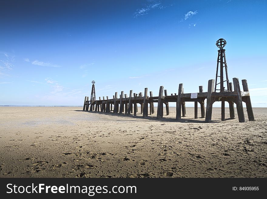 Here is a photograph of the remains of St Annes pier landing jetty. Located in St Annes, Lancashire, England, UK.