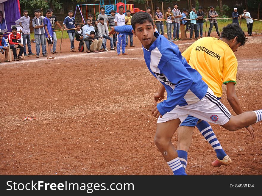A soccer game in an Indian village.