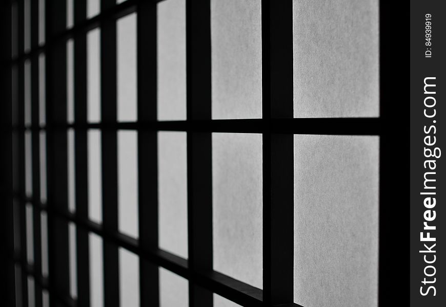 A large window in black and white.