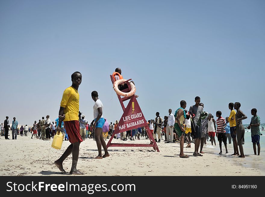 A lifeguard sits watch on LIdo beach in Mogadishu, Somalia, on January 31. The Mogadishu lifeguards, consisting entirely of a volunteer force of fisherman, began patrolling Lido beach in September 2013 after a spate of drownings. Mogadishu&#x27;s beaches have become a popular destination for the city&#x27;s residents since al Shabab withdrew the majority of its militants from the city in 2011. AU UN IST PHOTO / Tobin Jones. A lifeguard sits watch on LIdo beach in Mogadishu, Somalia, on January 31. The Mogadishu lifeguards, consisting entirely of a volunteer force of fisherman, began patrolling Lido beach in September 2013 after a spate of drownings. Mogadishu&#x27;s beaches have become a popular destination for the city&#x27;s residents since al Shabab withdrew the majority of its militants from the city in 2011. AU UN IST PHOTO / Tobin Jones