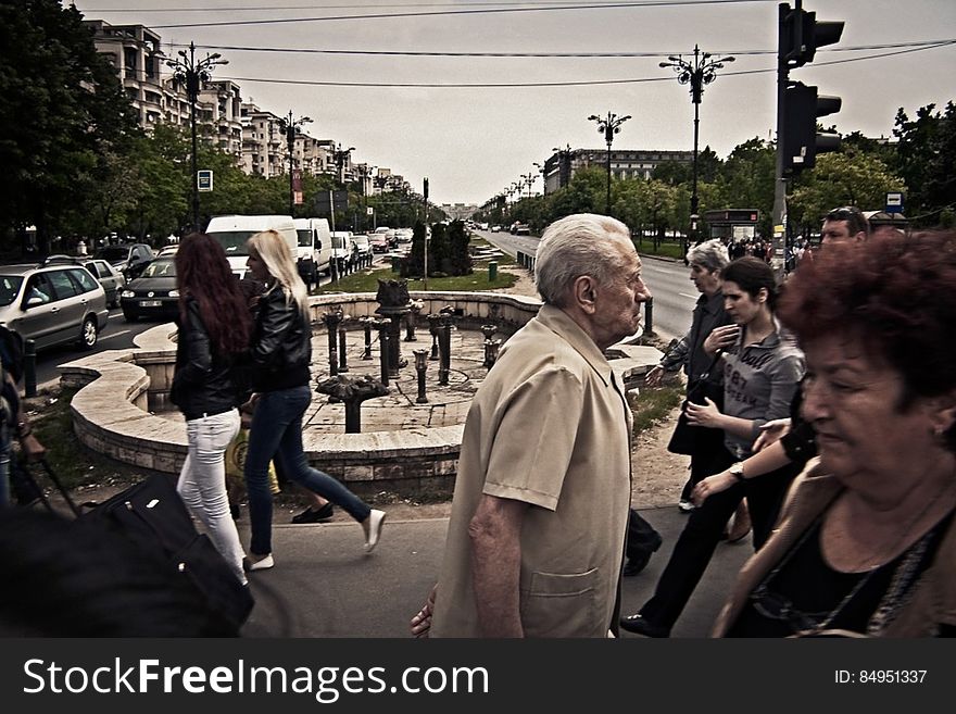 Pedestrians At Crosswalk