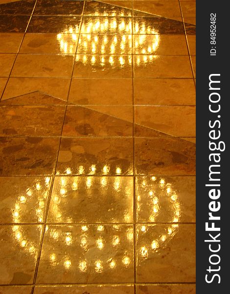 lights reflected in floor