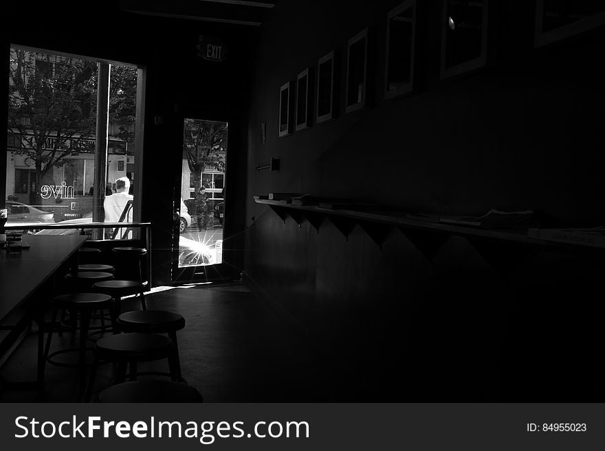 Table, Flash photography, Black-and-white, Style, Window, Chair