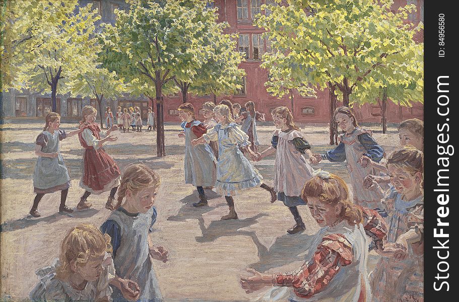 Peter Hansen &x28;1868-1928&x29;: Playing Children, Enghave Square, 1907-08, KMS2075