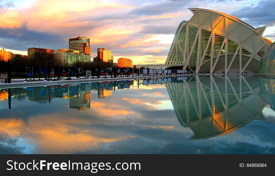 Reflection Of City In Water