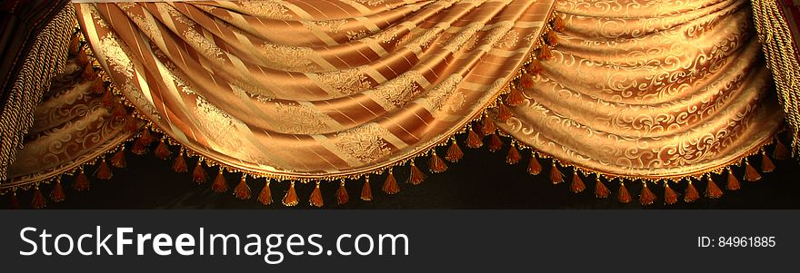 Gold Swag Curtain With Design