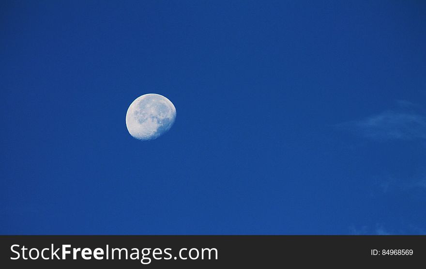Blue Sky during Quarter Moon