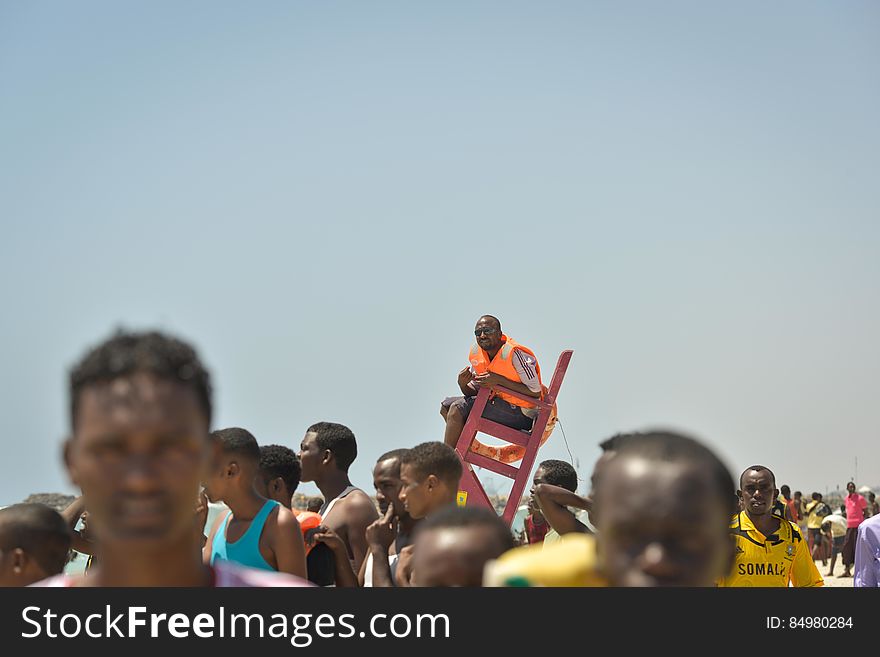 A lifeguard sits watch on LIdo beach in Mogadishu, Somalia, on January 31. The Mogadishu lifeguards, consisting entirely of a volunteer force of fisherman, began patrolling Lido beach in September 2013 after a spate of drownings. Mogadishu&#x27;s beaches have become a popular destination for the city&#x27;s residents since al Shabab withdrew the majority of its militants from the city in 2011. AU UN IST PHOTO / Tobin Jones. A lifeguard sits watch on LIdo beach in Mogadishu, Somalia, on January 31. The Mogadishu lifeguards, consisting entirely of a volunteer force of fisherman, began patrolling Lido beach in September 2013 after a spate of drownings. Mogadishu&#x27;s beaches have become a popular destination for the city&#x27;s residents since al Shabab withdrew the majority of its militants from the city in 2011. AU UN IST PHOTO / Tobin Jones