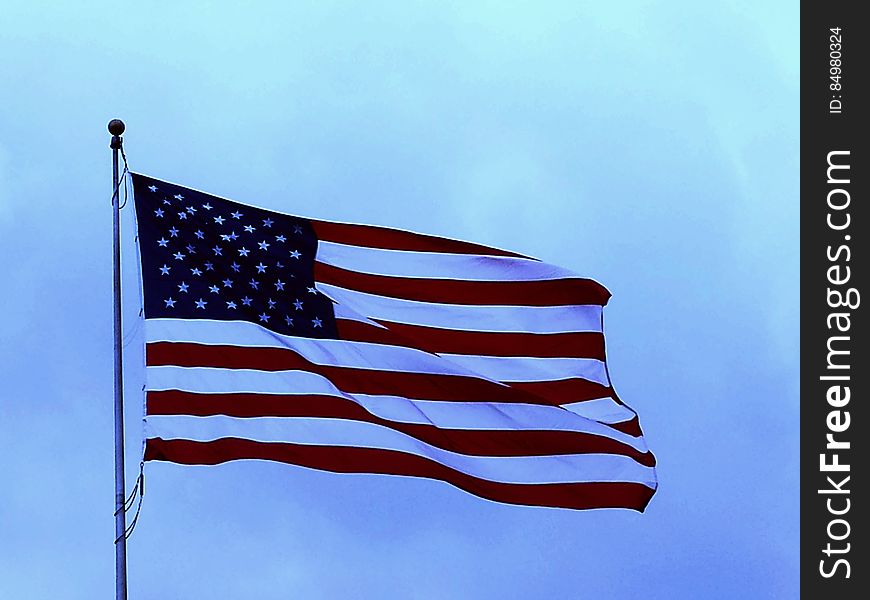 vintage USA Flag and blue sky