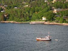 Fishing Boat In The Oslo-fjord. Royalty Free Stock Photos Fishing Boat In The Oslo-fjord. Royalty Free Stock Photos