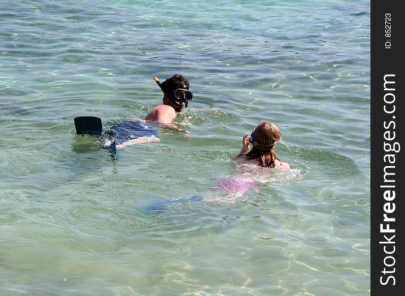 Snorkeling in Carribean Water. Snorkeling in Carribean Water