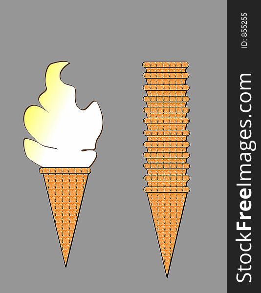 An Illustration of Ice cream & Stacked cones