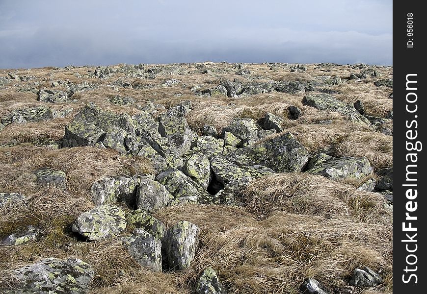 Landscape with stones and sky