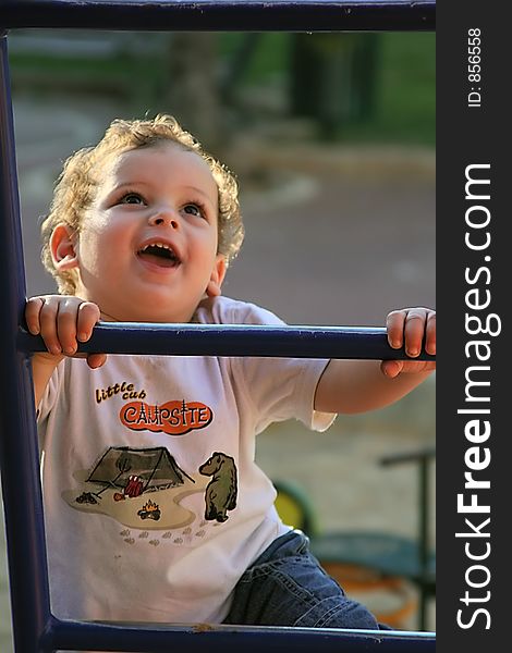 Boy enjoys the playground