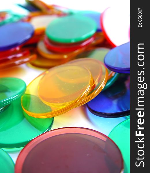 Colourfull plastic counters. Colourfull plastic counters