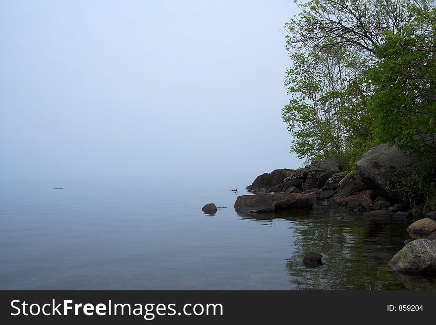 Misty morning on the lake. Misty morning on the lake.