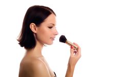 Woman Applying Blusher Royalty Free Stock Image Woman Applying Blusher Royalty Free Stock Image