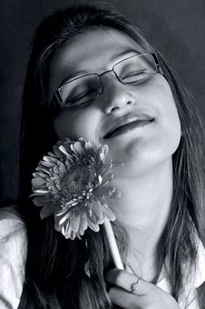 Girl With Flower Stock Photography