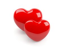 Two Isolated Red Heart Royalty Free Stock Photos